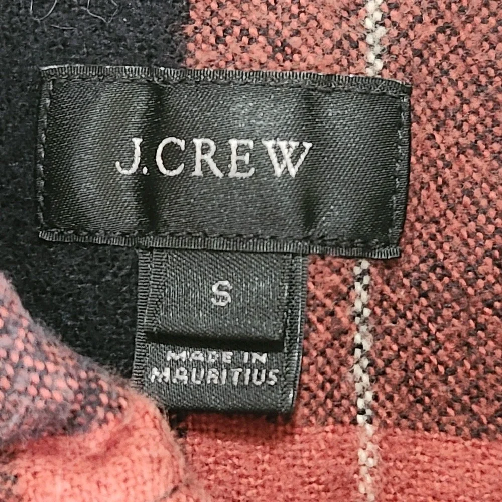 J.Crew Flannel Shirt Mens Small Red Plaid Wool Blend Elbow Patch Workwear